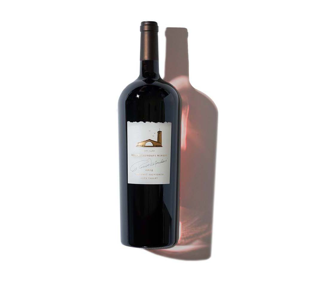 A bottle of 2019 Robert Mondavi Winery Cabernet Sauvignon Napa Valley 1.5L on a white background