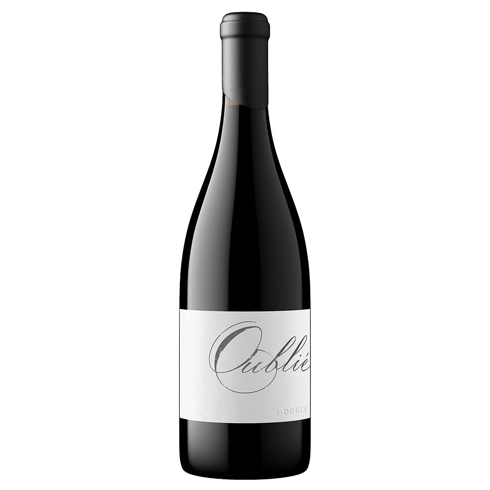 A single bottle of Booker Oublie with a white label featuring the script name 'Oublie'.