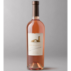 A bottle of Robert Mondavi Winery Napa Valley Rosé, showing the pinkish-rose liquid through a clear glass bottle set against a neutral gray background.