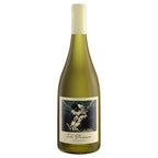 A bottle of The Prisoner Chardonnay white wine, featuring a pale green glass bottle with a cream-colored capsule.
