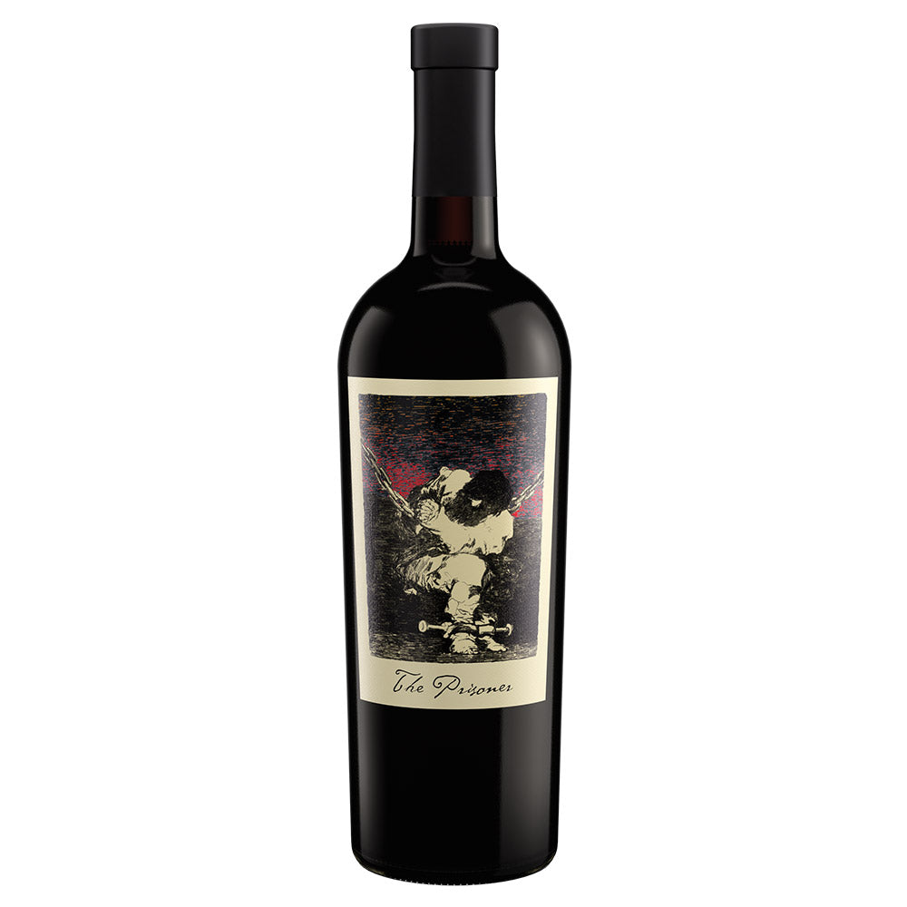 A bottle of The Prisoner Red Blend on a white background.