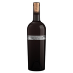 Wine bottle with a silver label on a white background